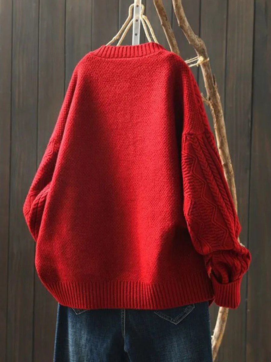Women's Oversized Cable-Knit Button-Front Cardigan Sweater