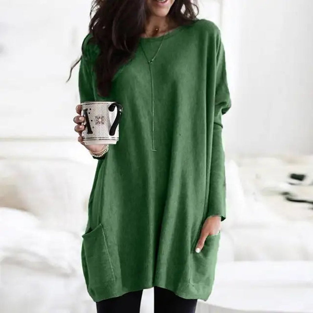 Women's Oversized Long Sleeve Pocket Tunic Top