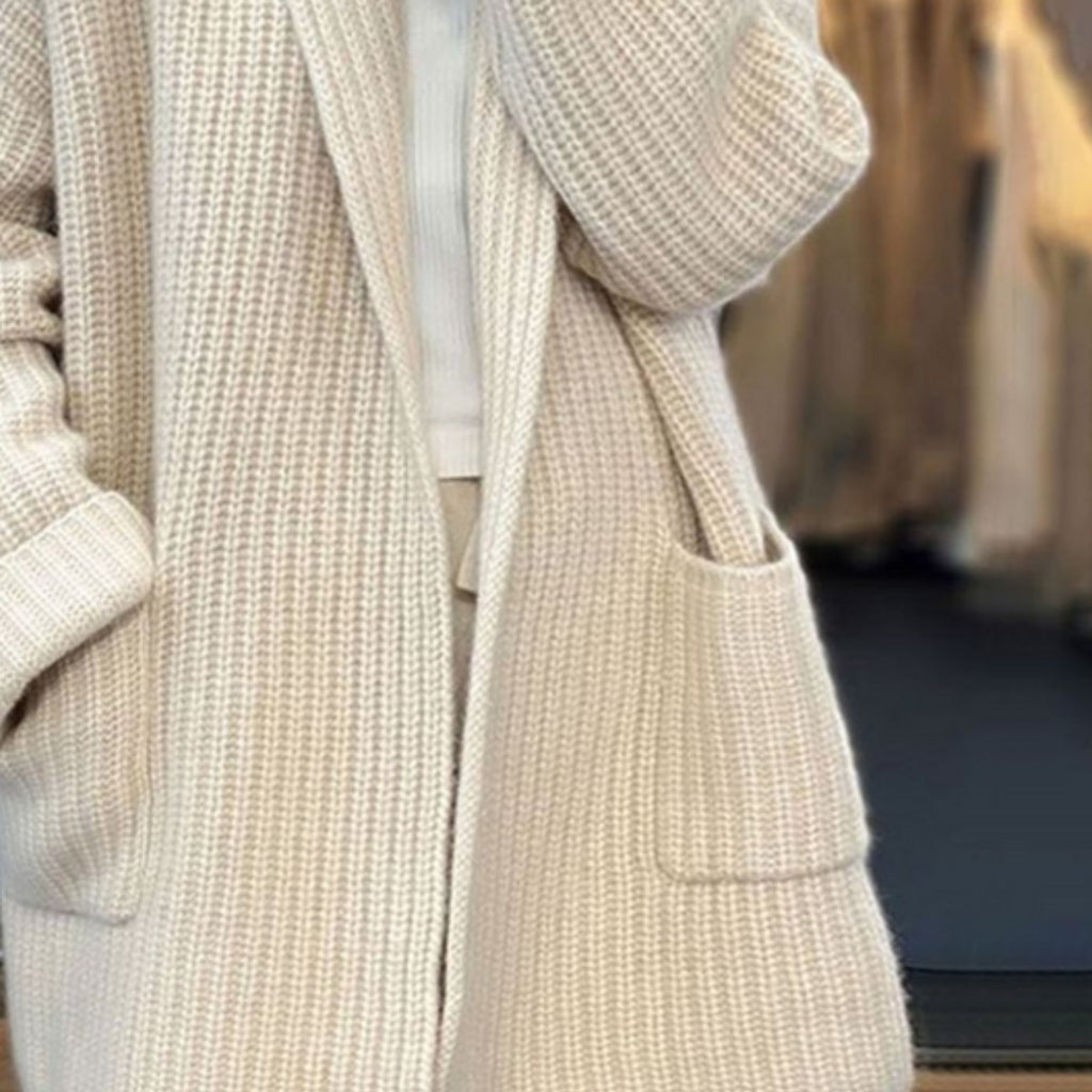 Women's Oversized Open-Front Knit Cardigan Scarf Collar