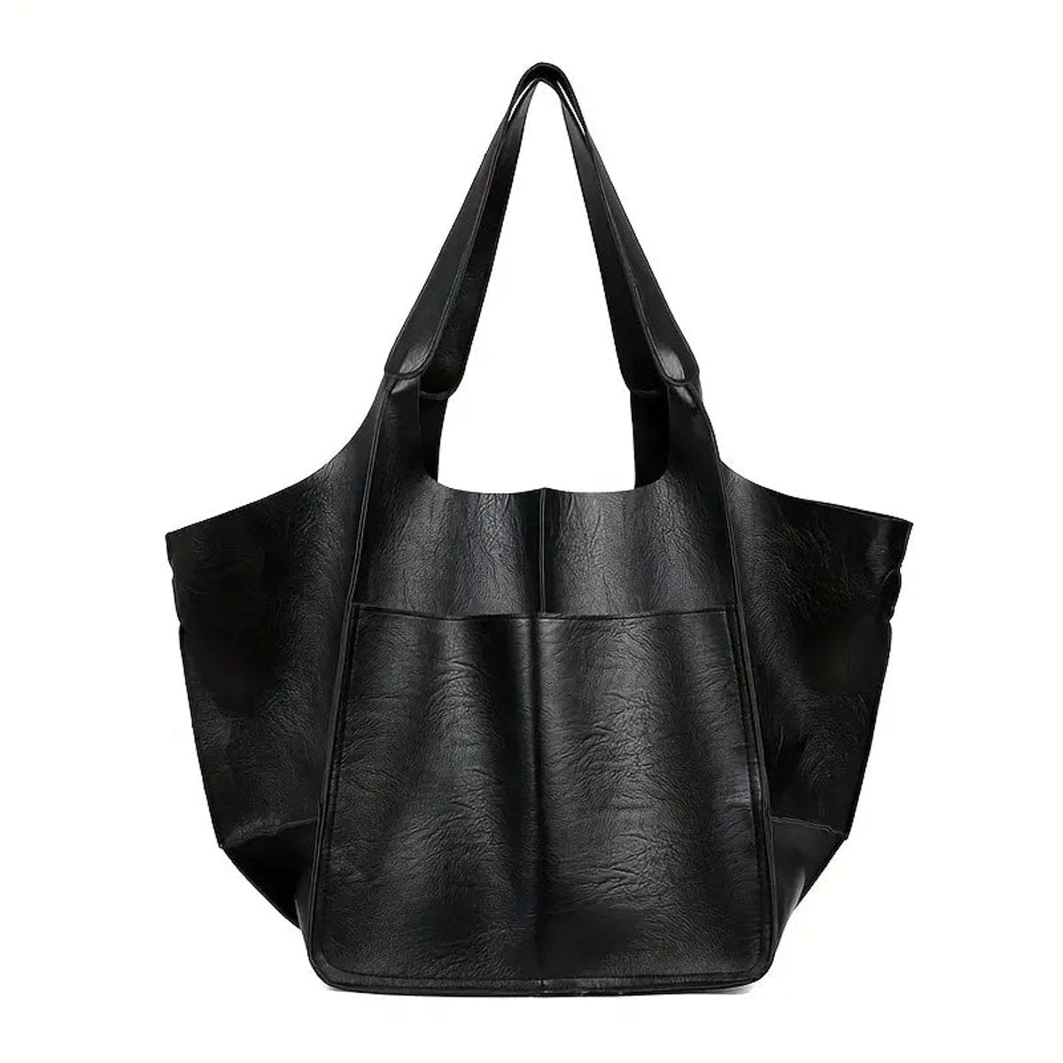 Women's Oversized Vegan Leather Magnetic-Closure Tote Bag