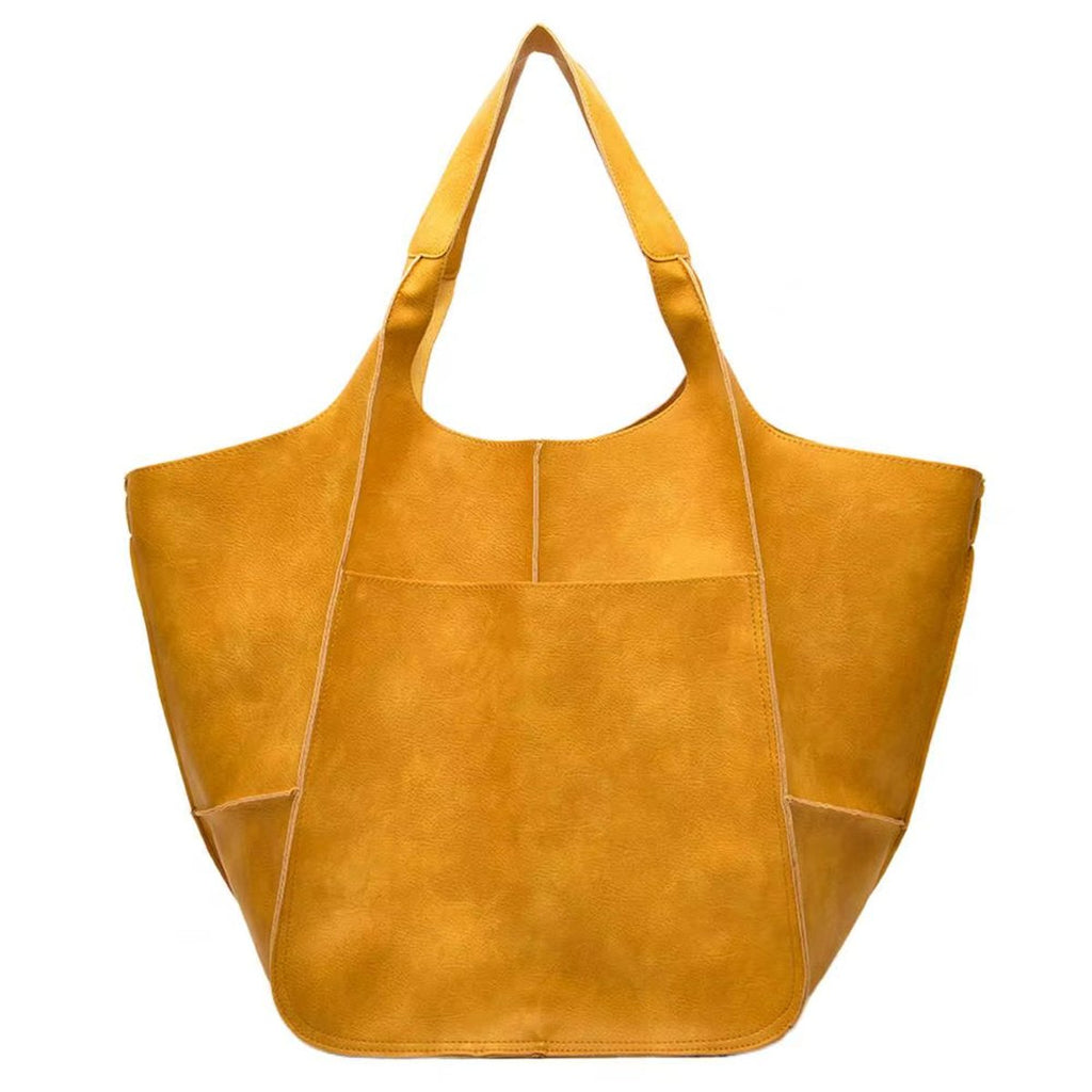 Women's Oversized Vegan Leather Magnetic-Closure Tote Bag