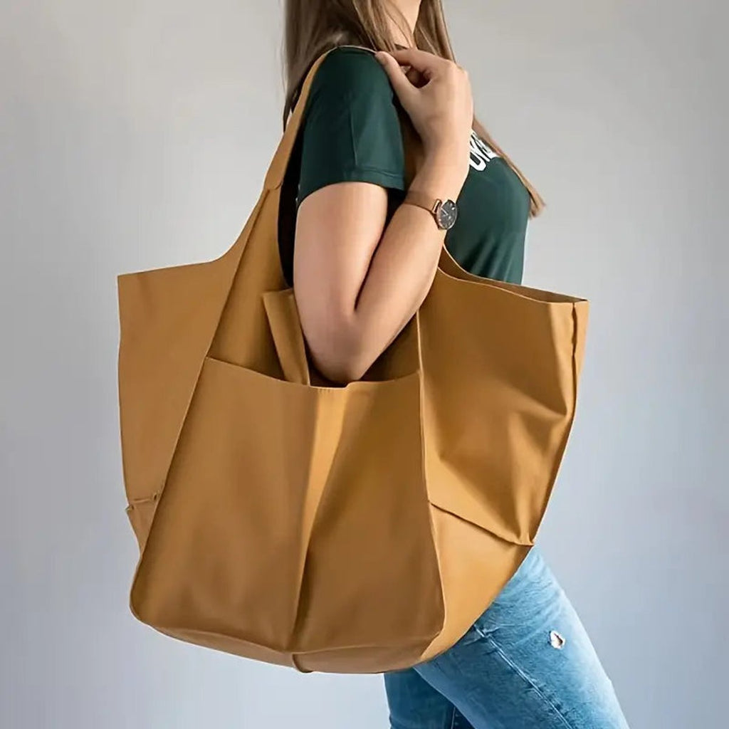 Women's Oversized Vegan Leather Magnetic-Closure Tote Bag