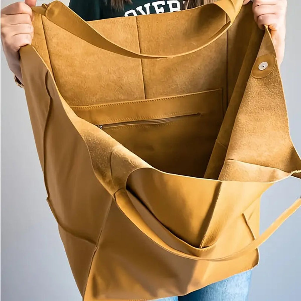 Women's Oversized Vegan Leather Magnetic-Closure Tote Bag