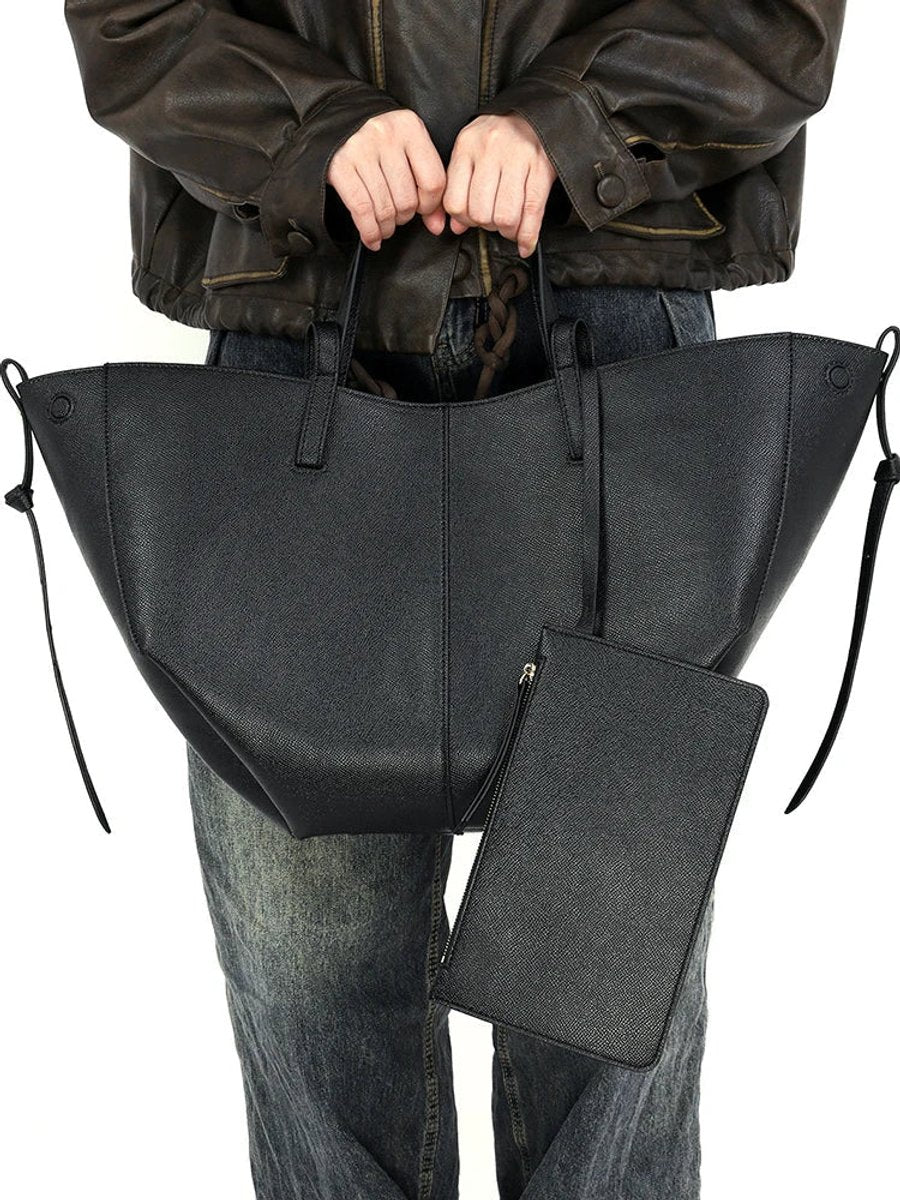 Women's Oversized Vintage Faux Leather Shoulder Tote Bag