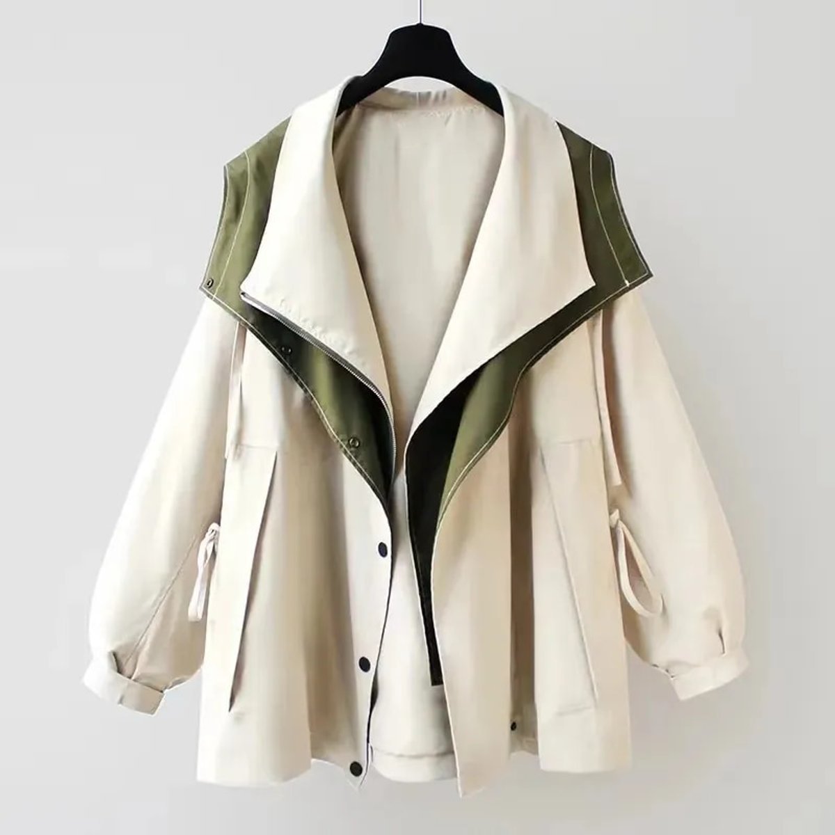 Women's Oversized Waterproof Snap-Front Trench Coat - White