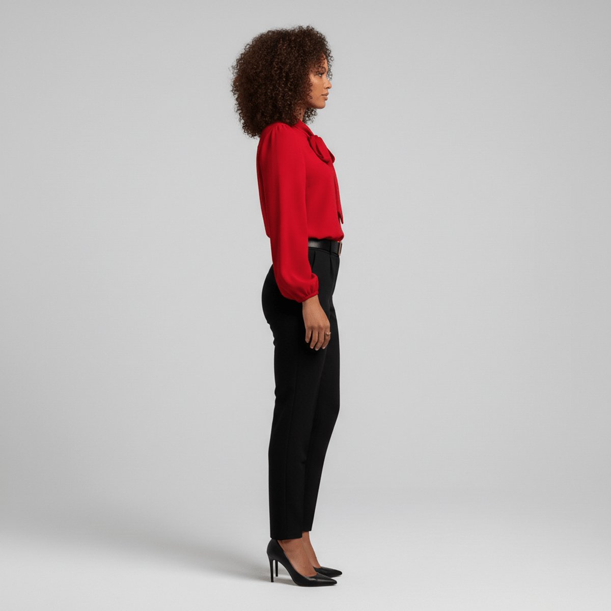 Women's Relaxed-Fit Bow-Tie Neck Long-Sleeve Blouse