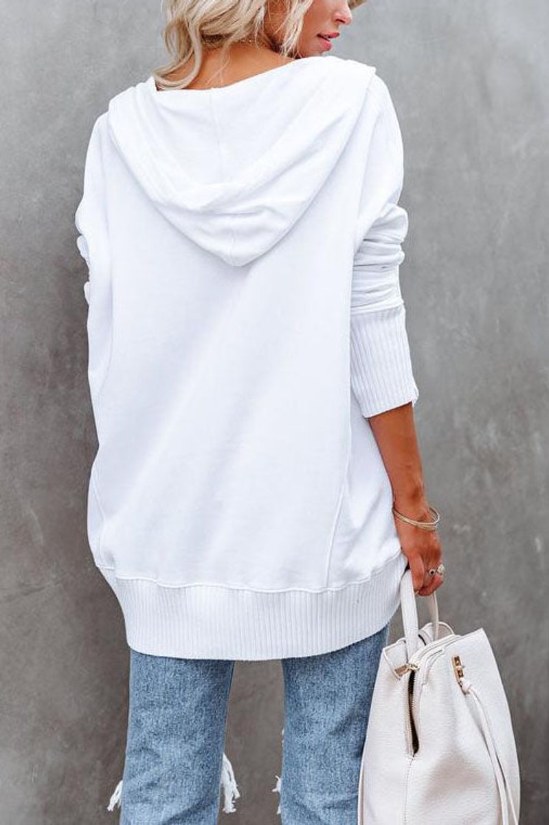 Women's Relaxed-Fit Hooded Long-Sleeve Polyester Tunic Sweatshirt