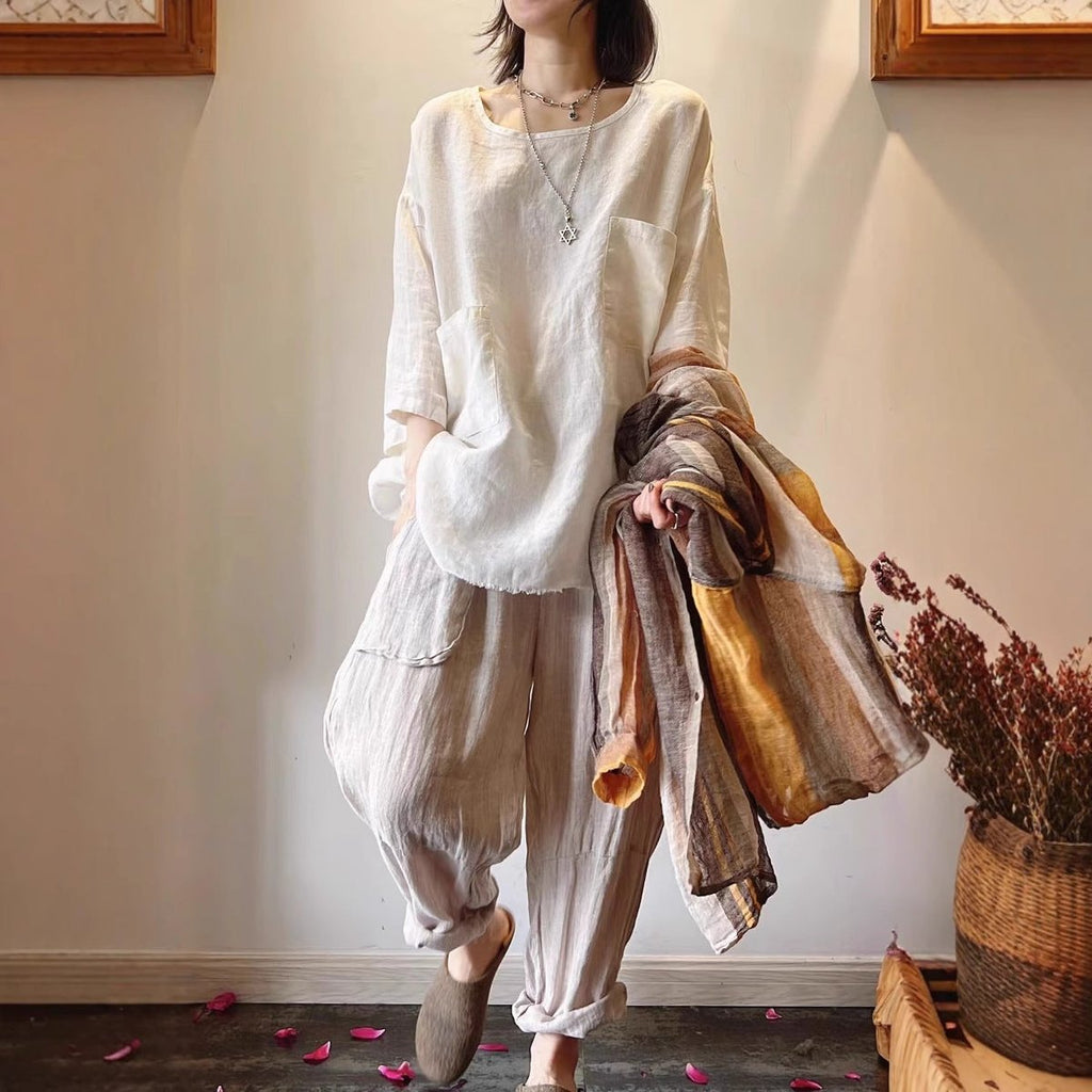 Women's Relaxed-Fit Linen Patch-Pocket Tunic