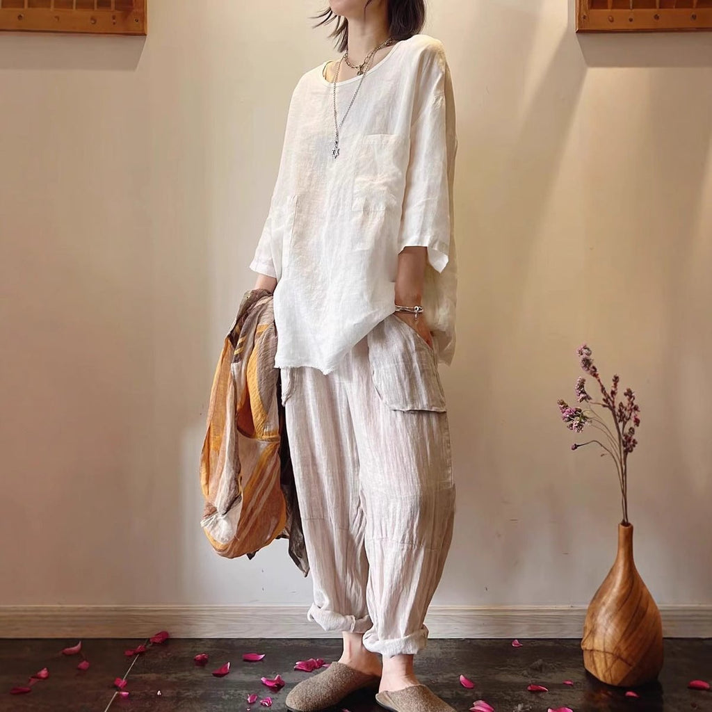 Women's Relaxed-Fit Linen Patch-Pocket Tunic