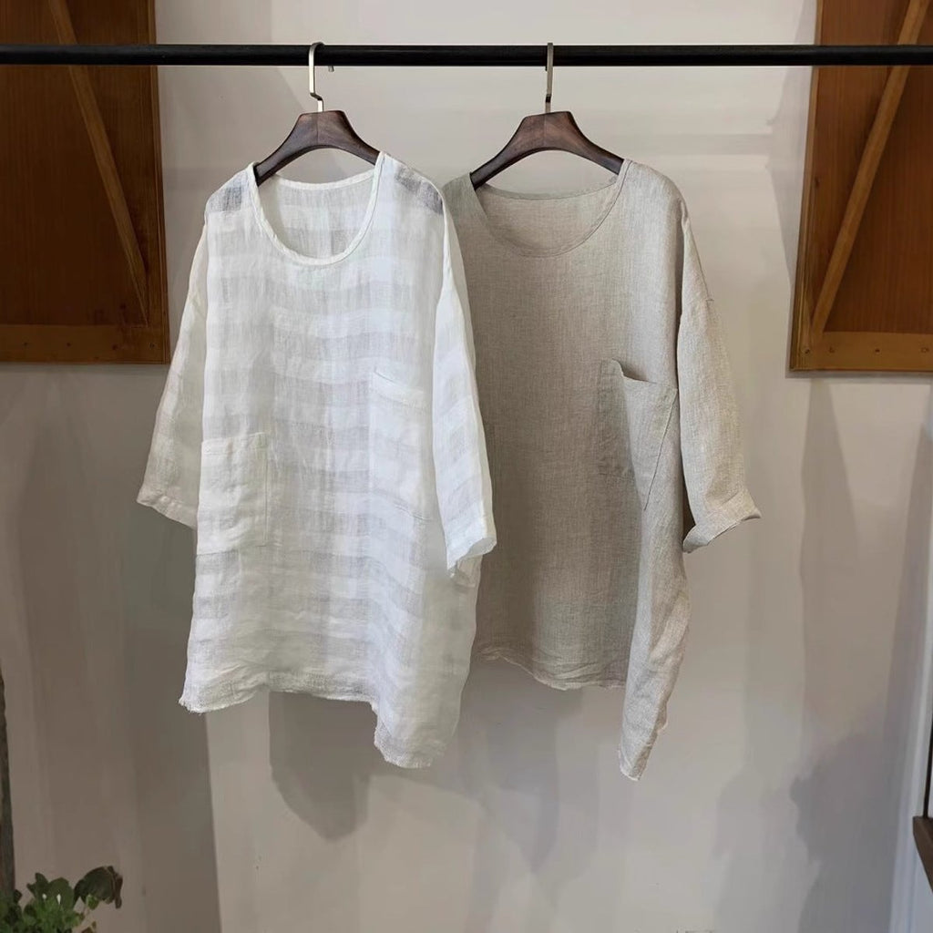 Women's Relaxed-Fit Linen Patch-Pocket Tunic