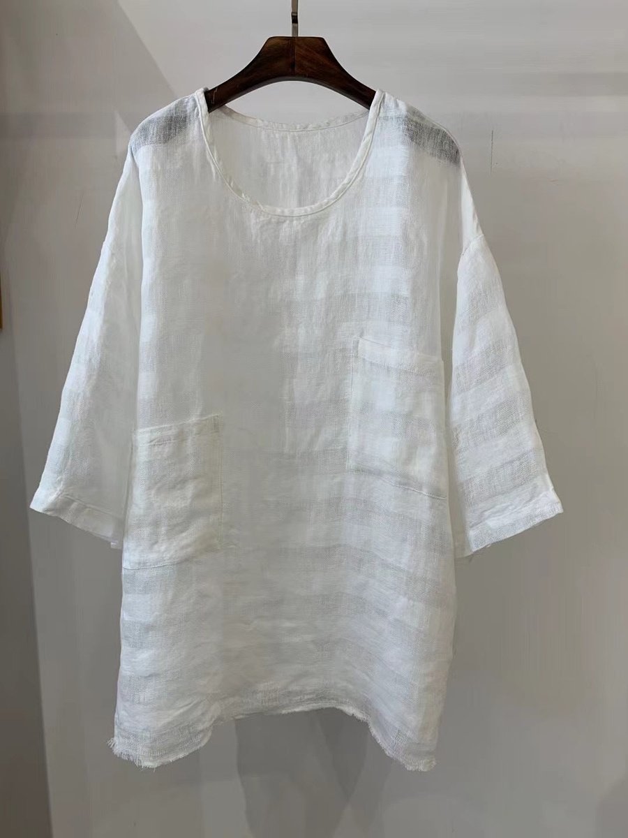 Women's Relaxed-Fit Linen Patch-Pocket Tunic - 1