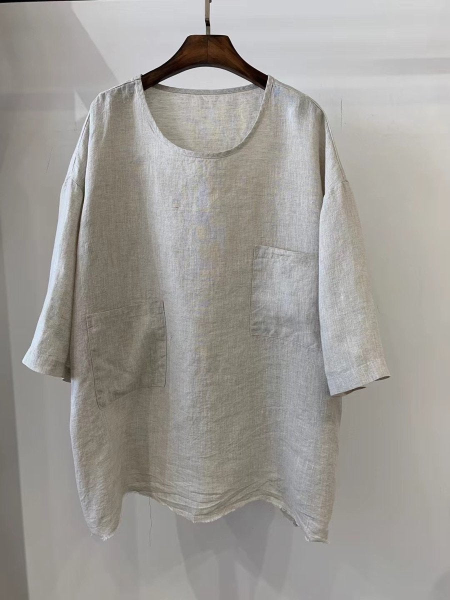 Women's Relaxed-Fit Linen Patch-Pocket Tunic - 2