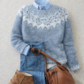 Women's Relaxed-Fit Nordic Fair Isle Knit Sweater - Blue