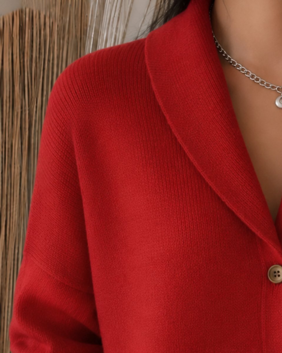 Women's Relaxed-Fit Polo Collar Button-Up Knit Cardigan
