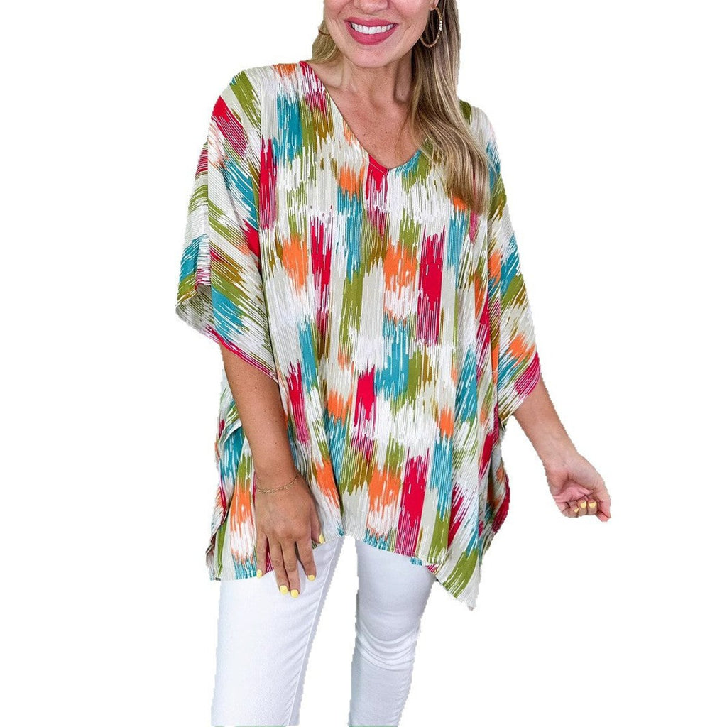 Women's Relaxed-Fit V-Neck Abstract Print Tunic Top