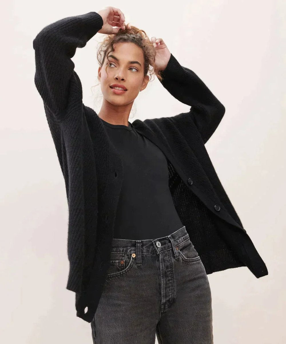Women's Relaxed-Fit V-Neck Button-Front Cashmere Cardigan