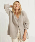 Women's Relaxed-Fit V-Neck Button-Front Cashmere Cardigan - Beige