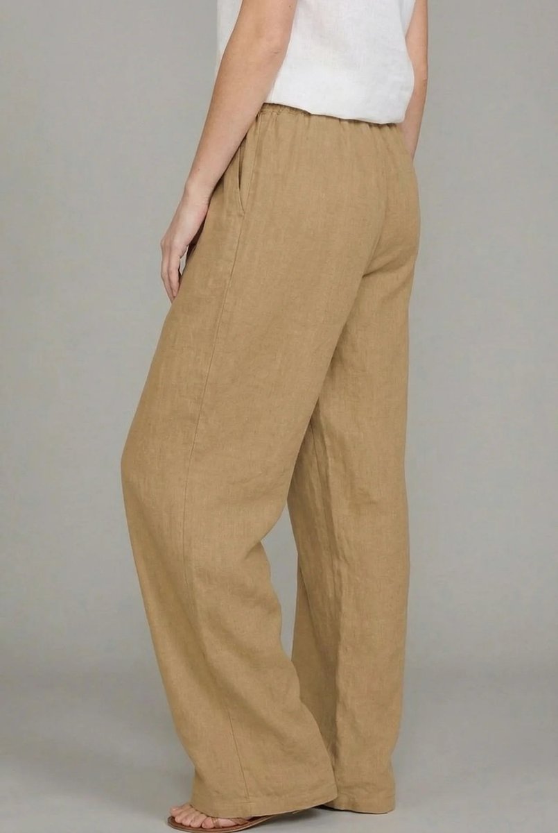 Women's Relaxed Linen Wide Leg Pants Drawstring Waist