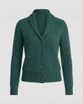 Women's Ribbed Knit Button-Front Lapel Collar Cardigan - Dark Green