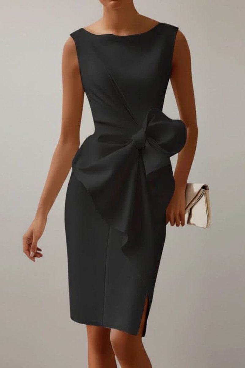 Women's Sleeveless Bow-Detail Midi Cocktail Dress