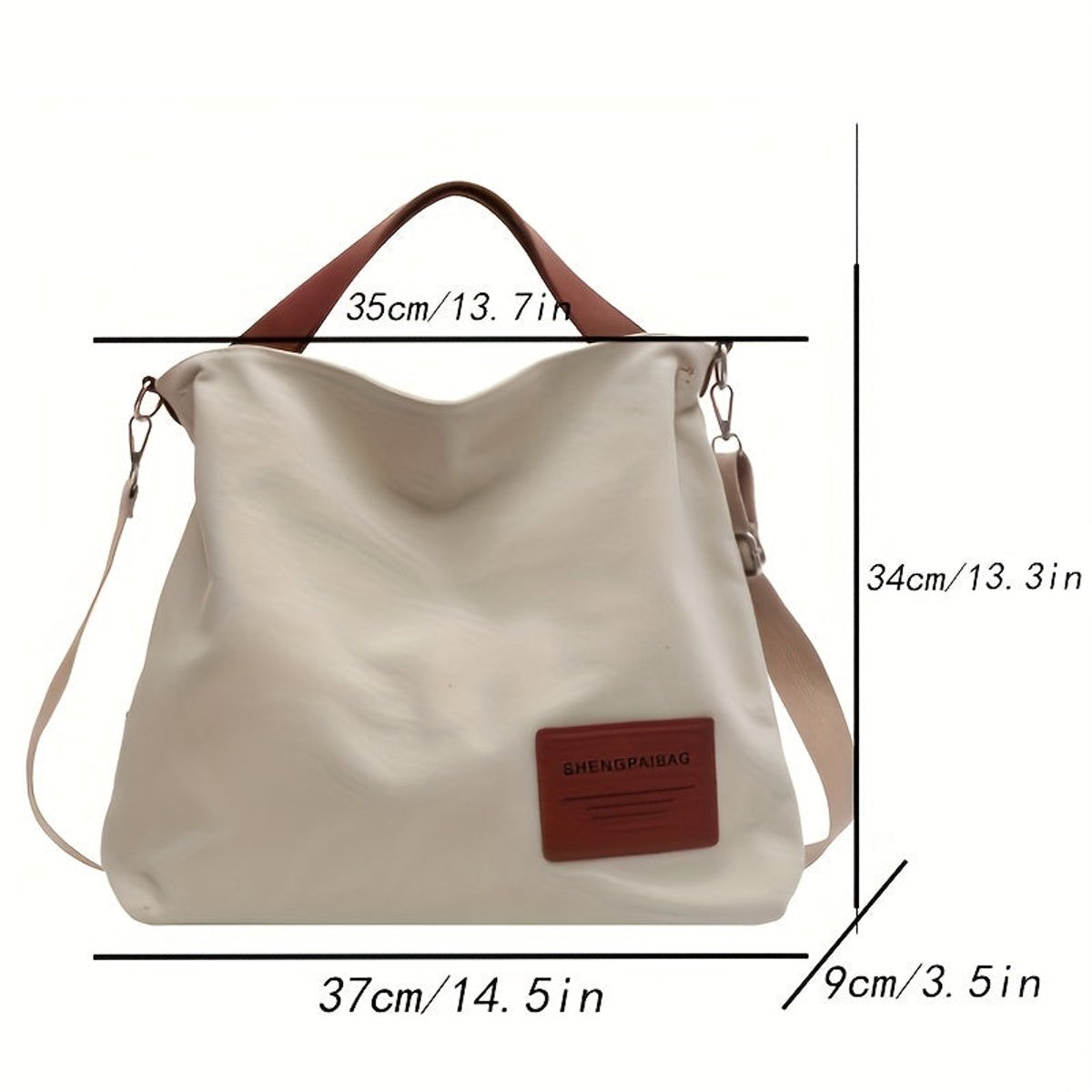 Women's Spacious Adjustable-Strap Canvas Tote Bag