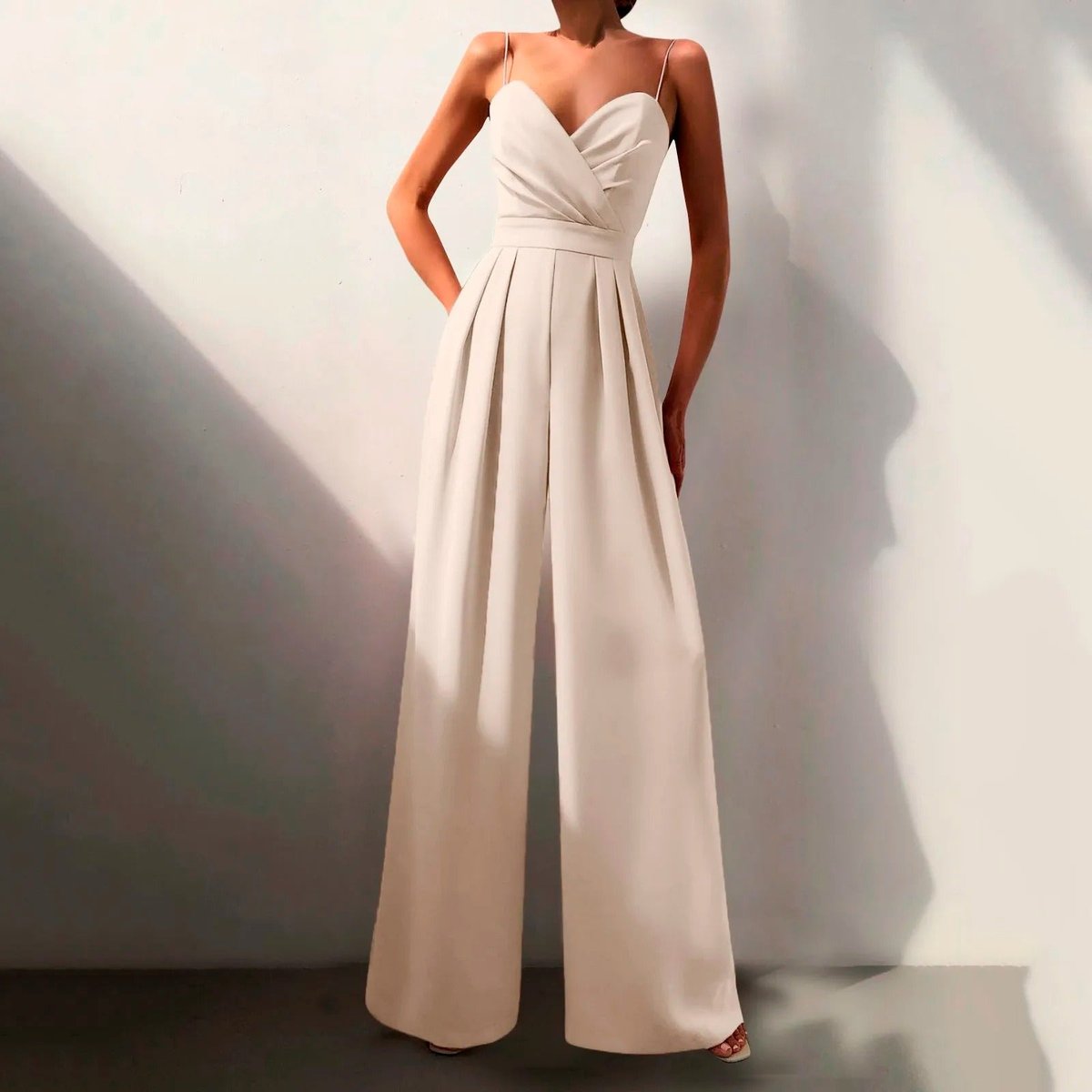 Women's Sweetheart Spaghetti Strap Wide Leg Pants Jumpsuit