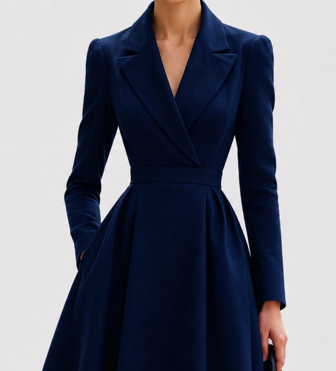 Women's Tailored A-Line Coat Formal Dresses Long Sleeve Midi