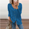 Women's V-Neck Button-Front Knit Cardigan Sweater - Blue