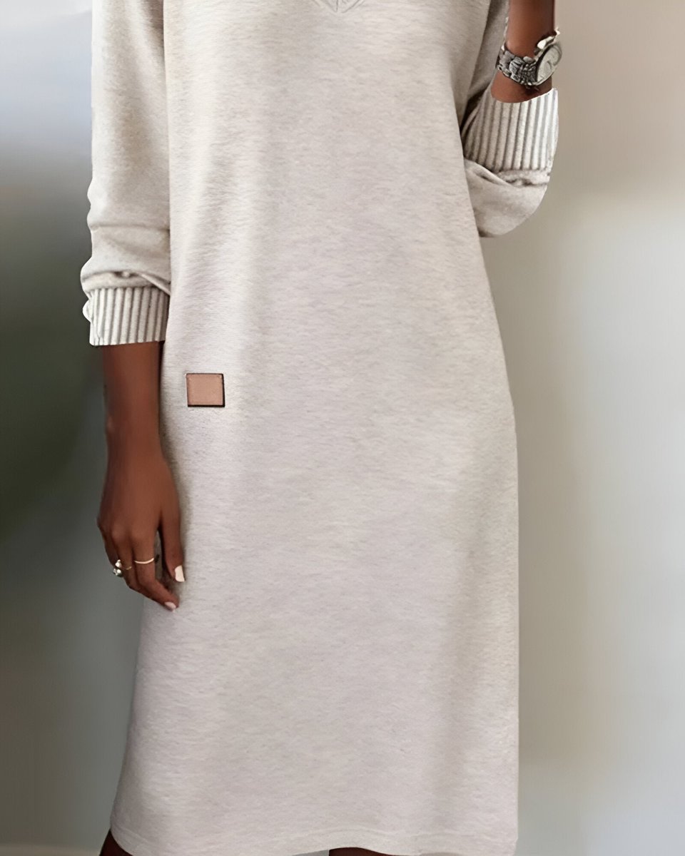 Women's V-Neck Long Sleeve Midi Formal Dresses Sweater Shift