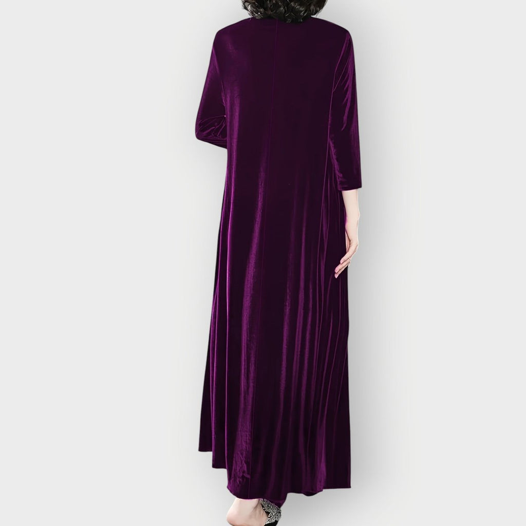 Women's Velvet Long-Sleeve Flowing Maxi Formal Dresses