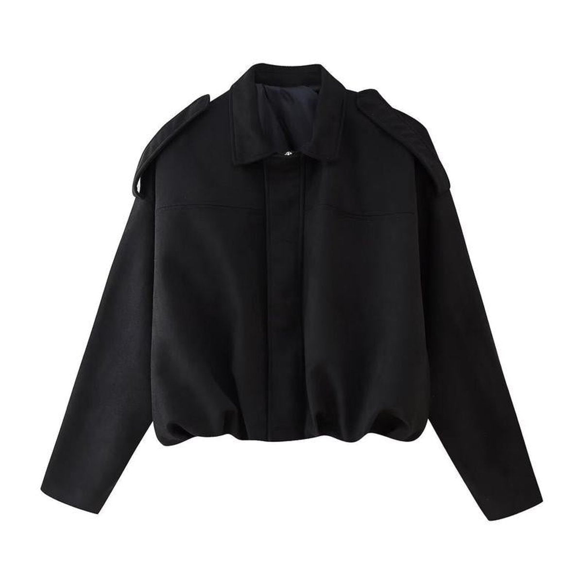 Women's Vintage-Inspired Faux Suede Oversized Bomber Jacket - Black