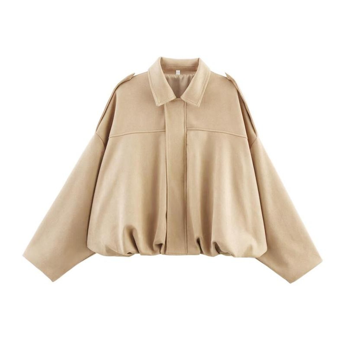 Women's Vintage-Inspired Faux Suede Oversized Bomber Jacket - Beige