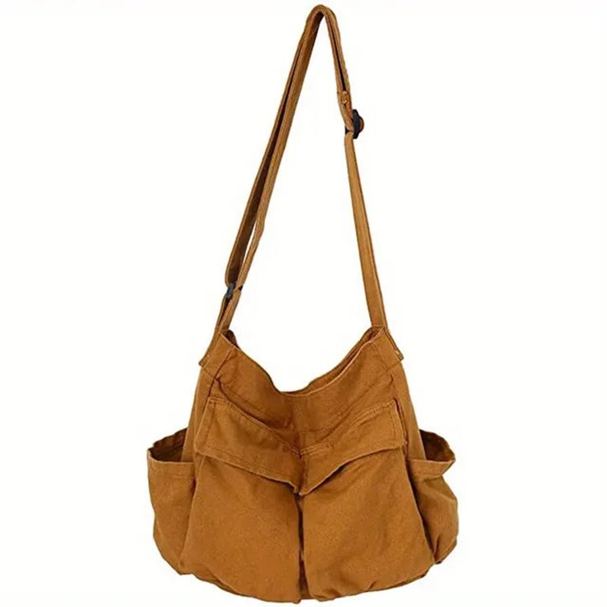 Women's Vintage Multi-Pocket Canvas Tote Bag Crossbody Shoulder Bag - Khaki