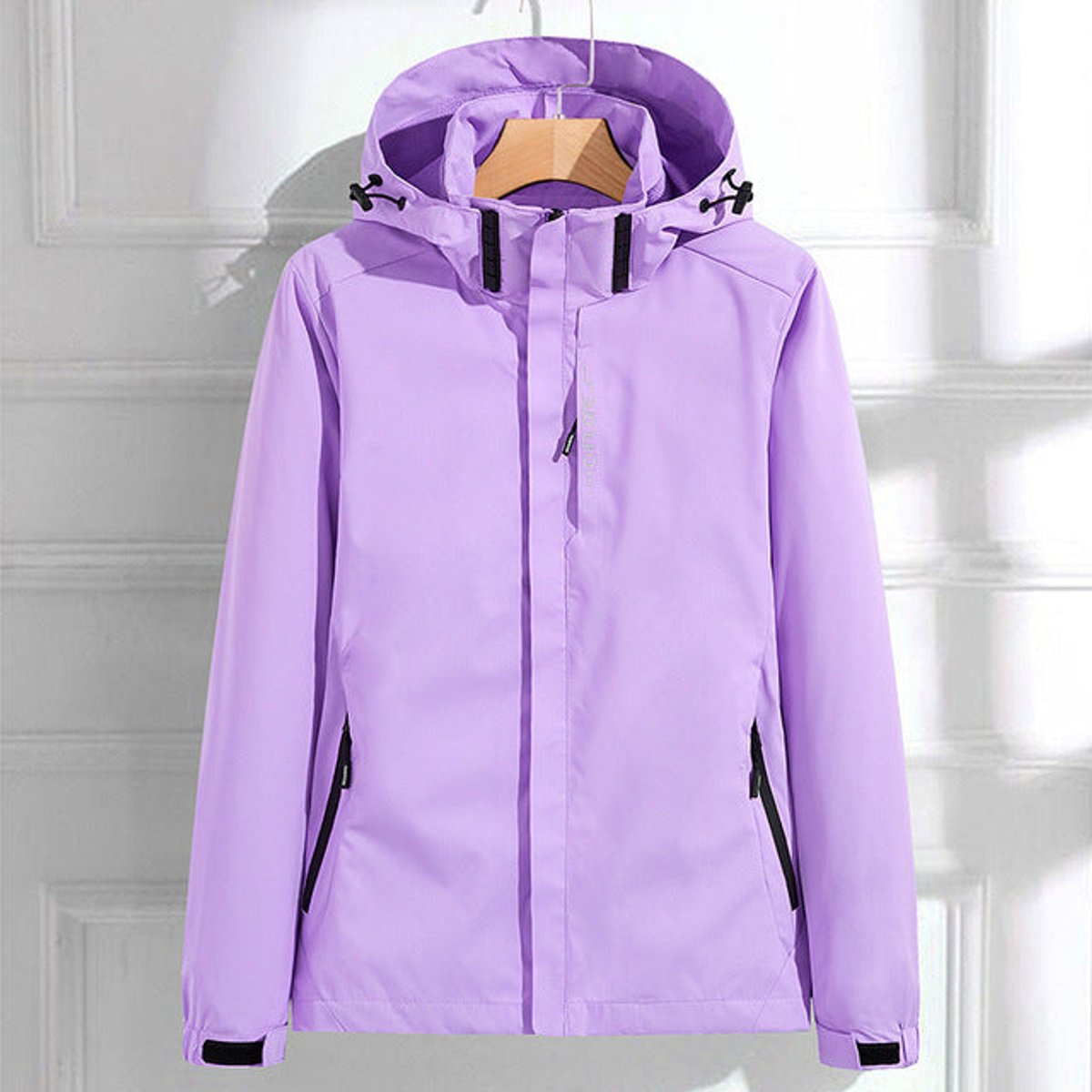 Women's Waterproof Hooded Rain Jacket Adjustable-Fit Windproof - Lilac