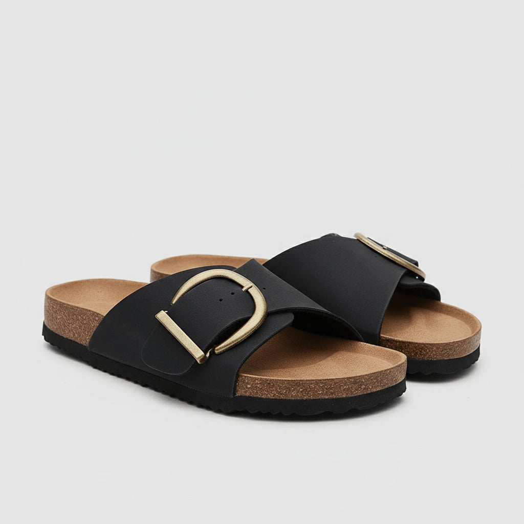 Women's Wide-Strap Buckle Slip-On Comfortable Sandals