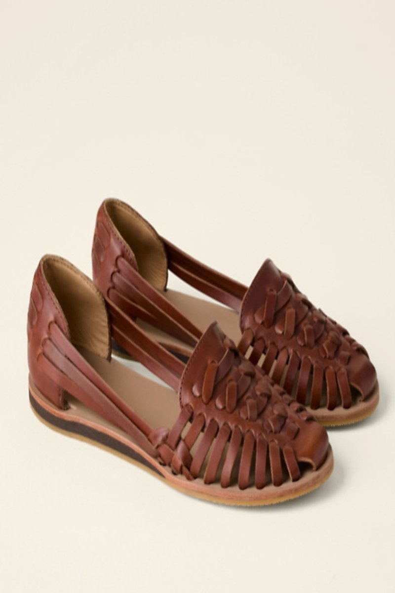 Women's Woven Leather Huarache Comfortable Sandals - Brown