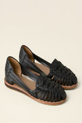 Women's Woven Leather Huarache Comfortable Sandals - Black